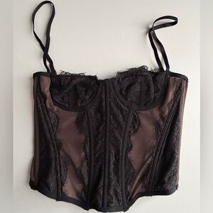 Urban Outfitters Black and Brown Lace Corset